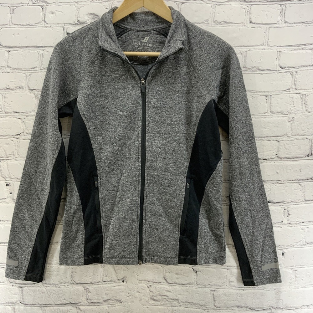Joe Fresh Athletic Jacket Womens Sz S Gray Black‎ Full Zip